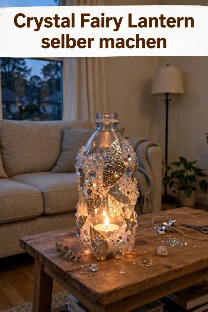 Crystal Fairy Lantern aus Plastikflasche mit Kristallen und Glitzer