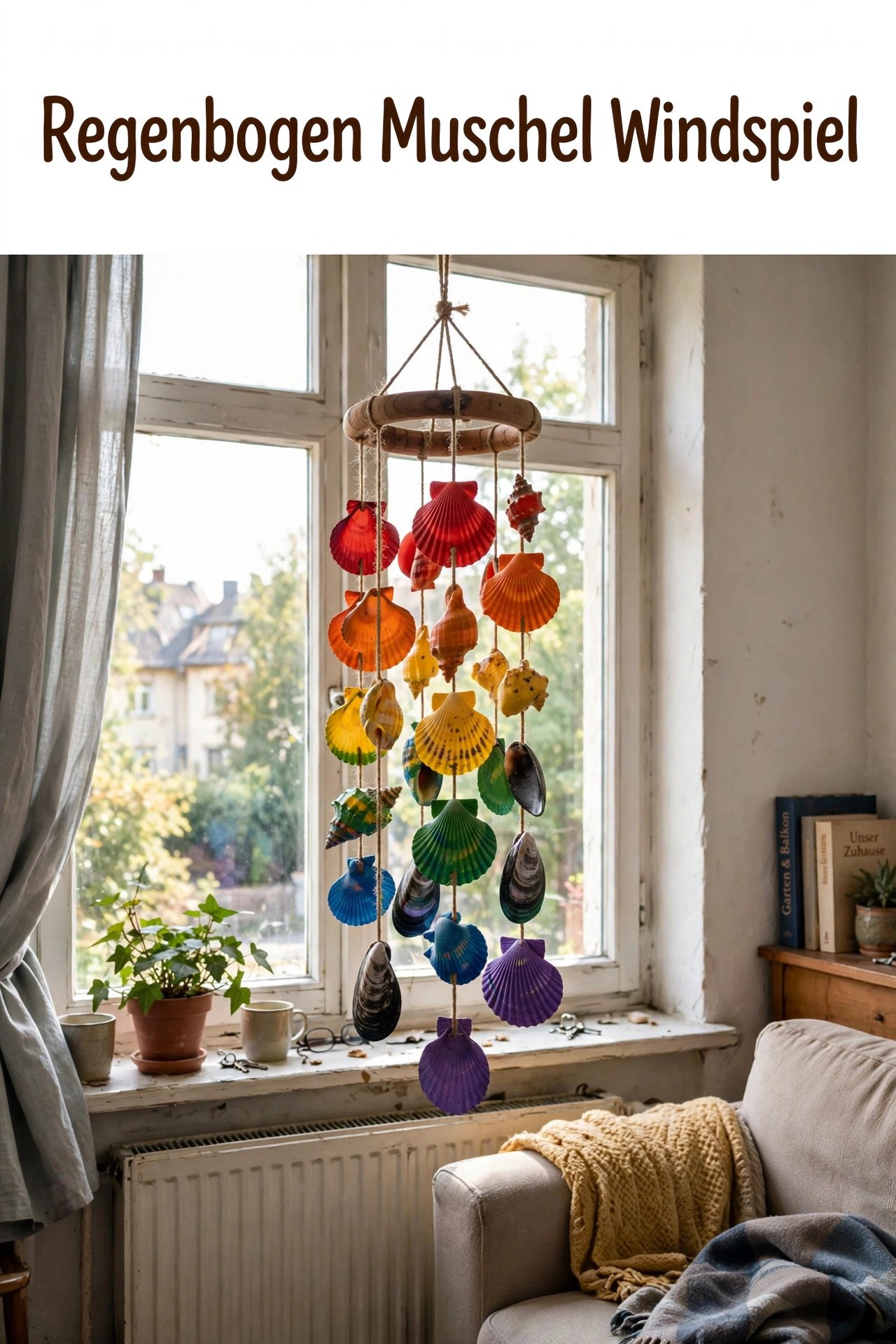 Regenbogen Muschel Windspiel