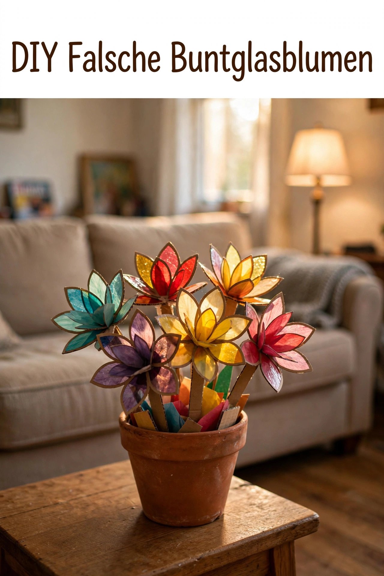 DIY Falsche Buntglasblumen - leuchtende Buntglasblumen aus Transparentpapier