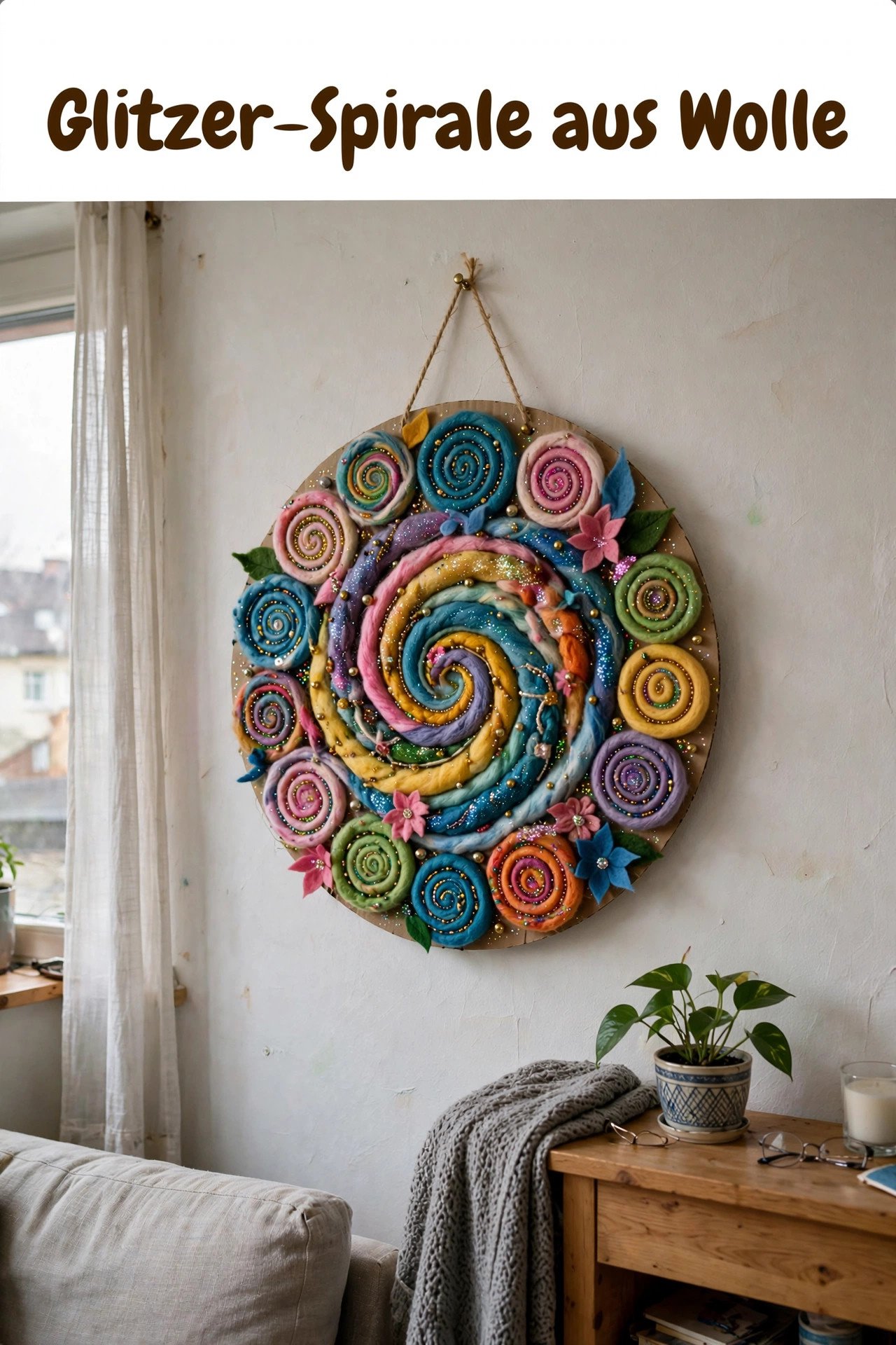 Glitzer-Spirale aus Wolle