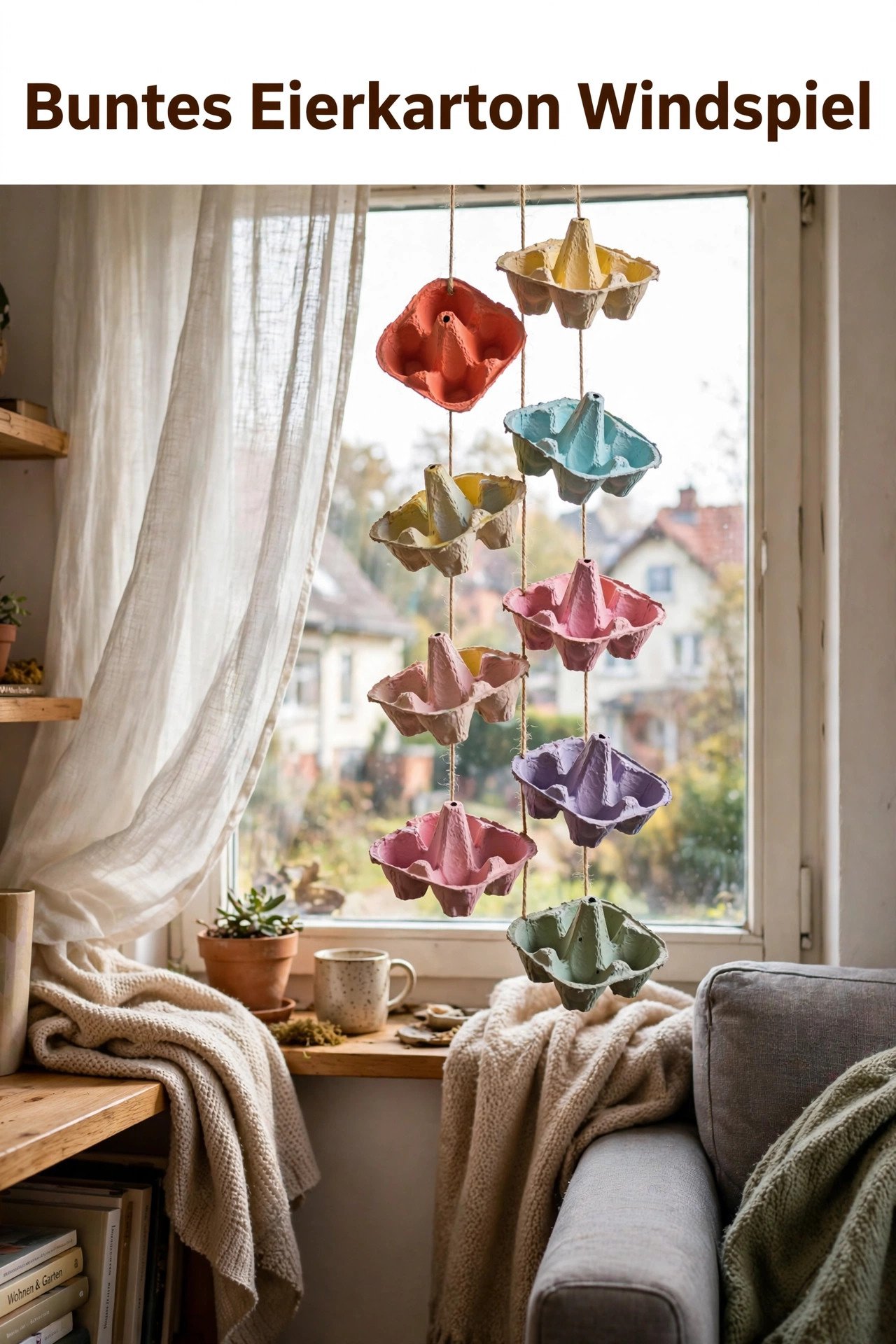 Buntes Eierkarton Windspiel